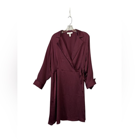NWOT, Addition Elle, Plus Size Burgundy Wrap Dress, 16W - Picture 6 of 8